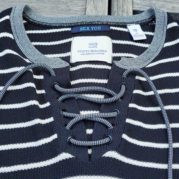 Scotch & Soda Black and White Striped Sweatshirt - Picture 2 of 3